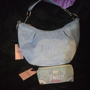 Juicy Couture Light Blue Hobo Bag and Wallet